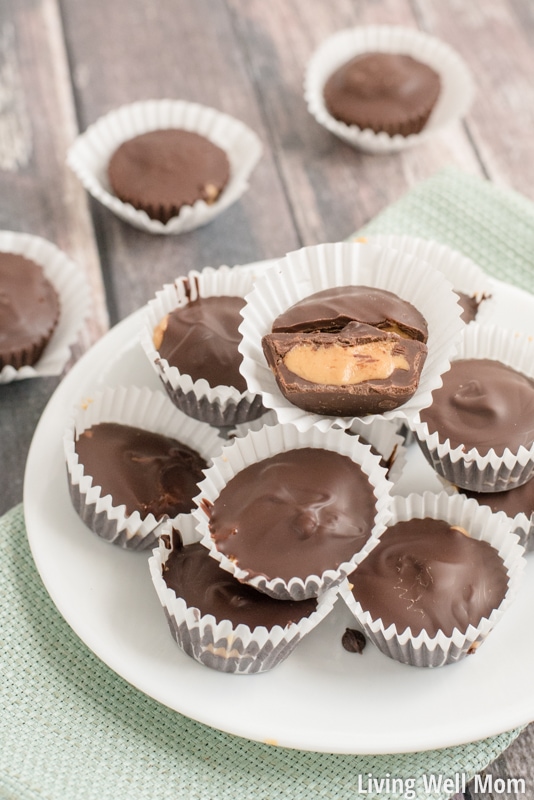This recipe for no-bake homemade Paleo Peanut Butter Cups is easy to make and will satisfy any craving for peanut butter cups! You'll love that it's healthier than traditional versions with no grains, dairy, soy, or legumes, and less sugar. This easy recipe is a favorite with kids too, if Mom wants to share that is!