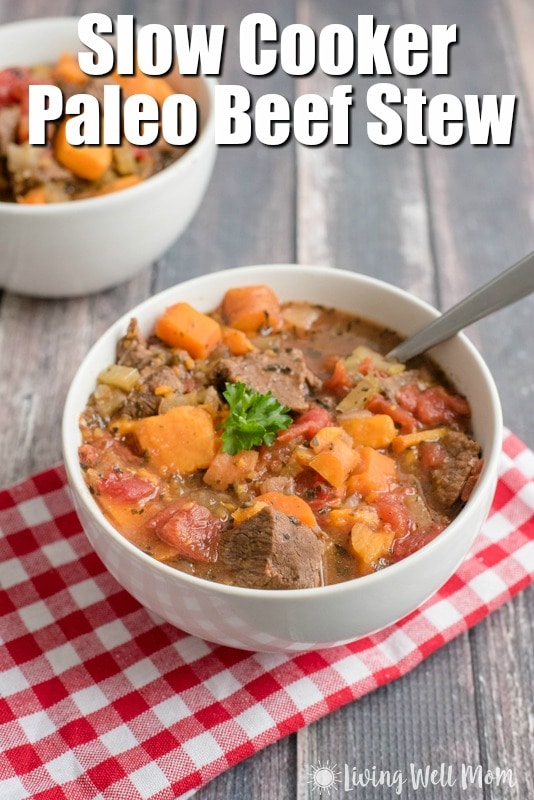 Crockpot Beef Stew {Healthy Slow Cooker Stew} –