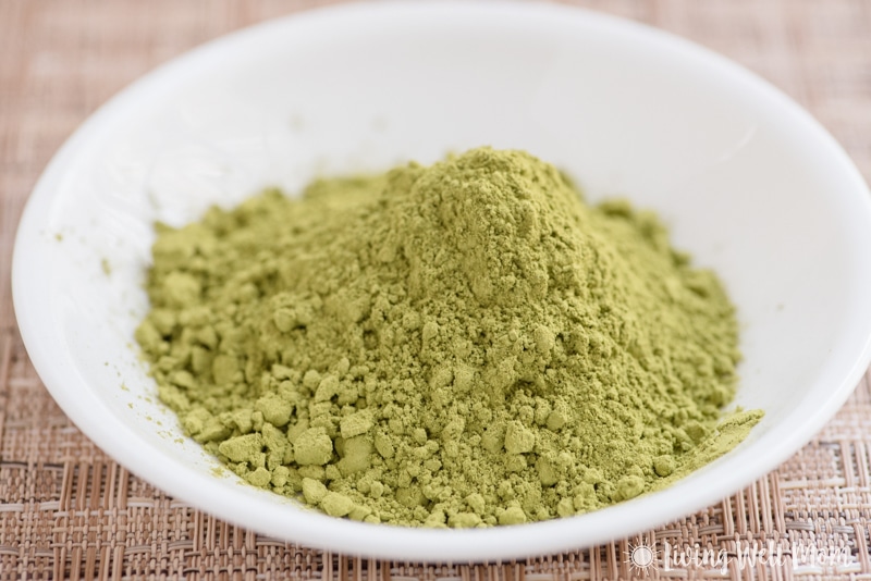 close-up of matcha powdered green tea