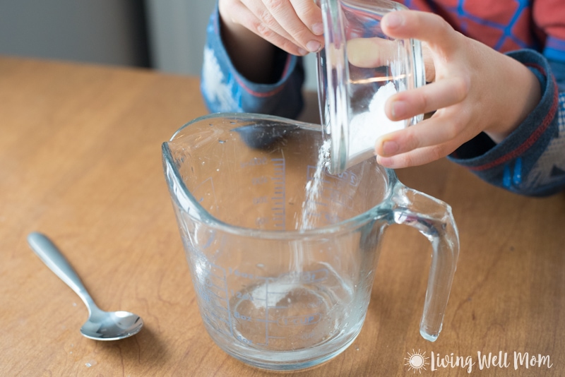 mixing borax and hot water