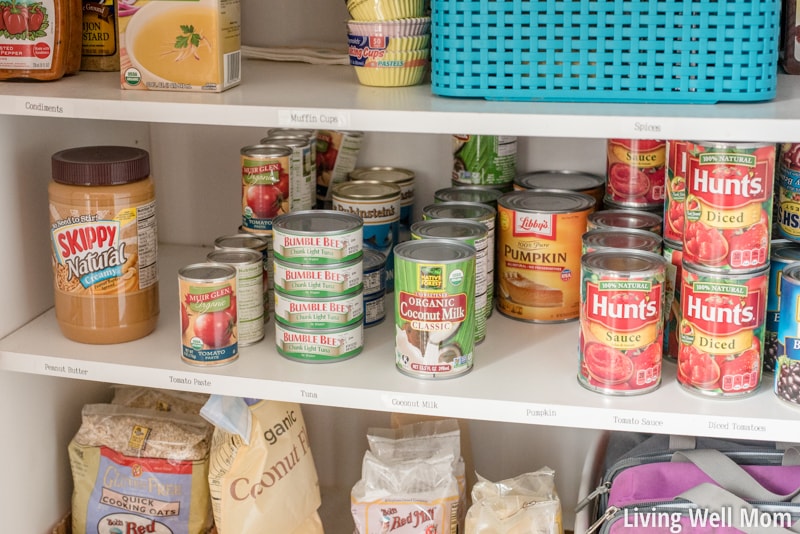 canned good on a pantry shelf