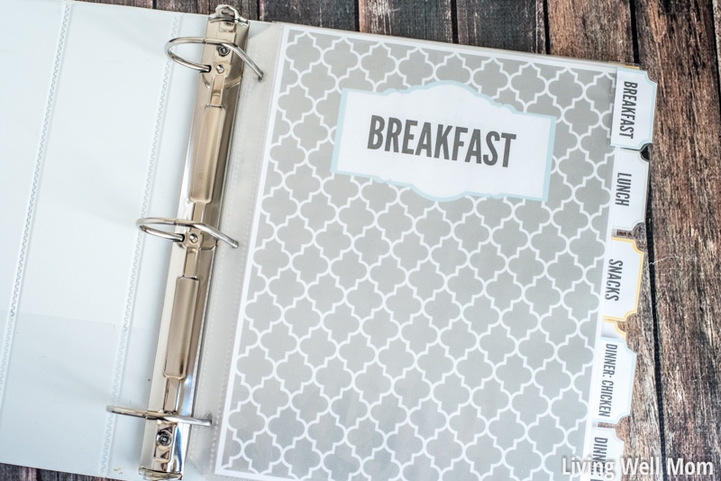 Breakfast Recipe binder