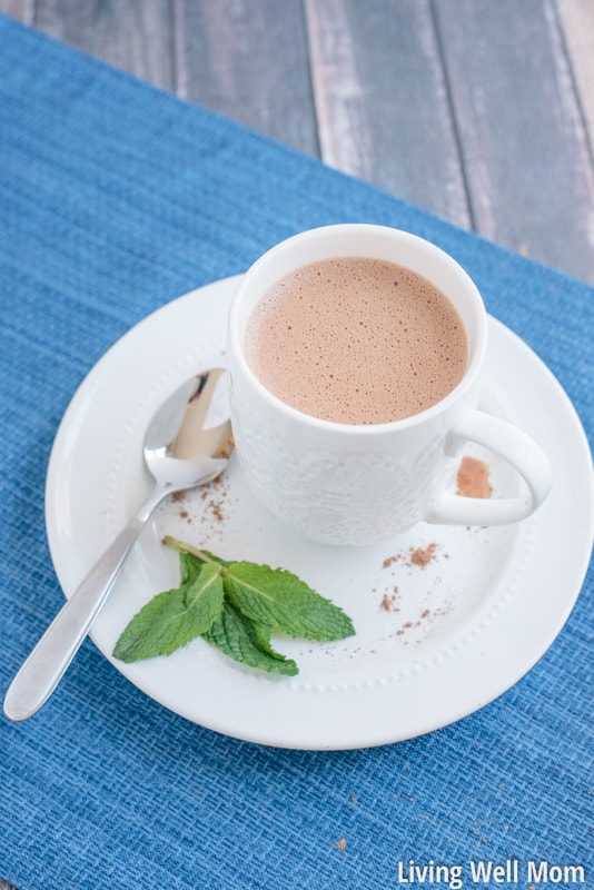 Looking for a healthy delicious homemade hot cocoa recipe? This Peppermint Hot Cocoa is rich, creamy, and so satisfying, you won't believe how easy-to-make it is! Plus it's Paleo-friendly, dairy-free, soy-free, and refined sugar-free. Enjoy!