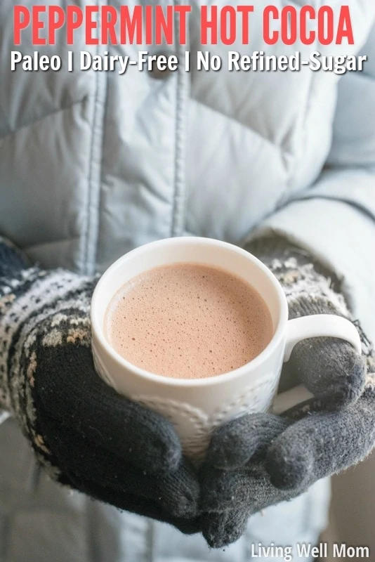 Looking for a healthy delicious homemade hot cocoa recipe? This Peppermint Hot Cocoa is rich, creamy, and so satisfying, you won't believe how easy-to-make it is! Plus it's Paleo-friendly, dairy-free, soy-free, and refined sugar-free. Enjoy!