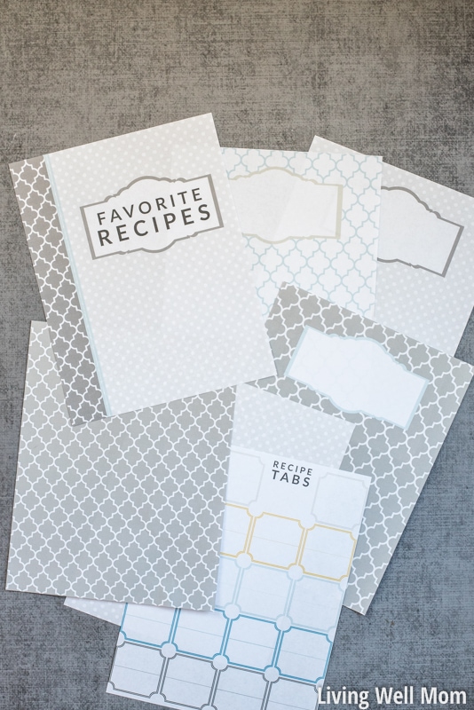 printables for favorite recipes laid out on the floor