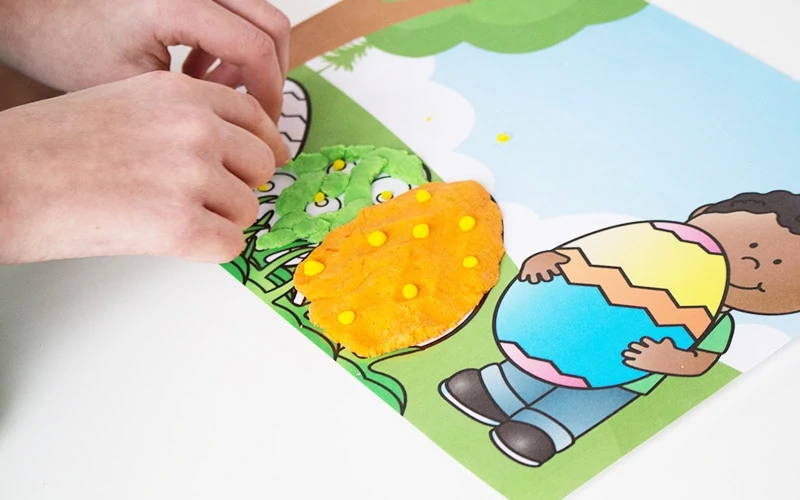 printable playdough mats with easter eggs for kids