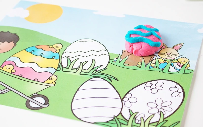 Need a fun Easter activity for your kids? These adorable Easter Egg Playdough Mats provide hours of fun as children “decorate” their eggs with playdough and there’s none of the mess of real egg decorating! Download these free printable playdough mats here.