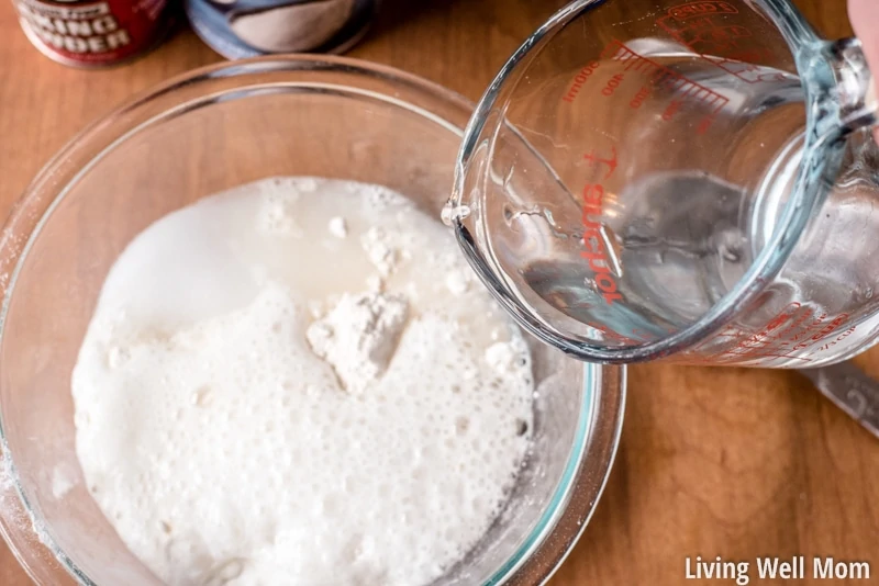 mixing puffy paint ingredients in a bowl