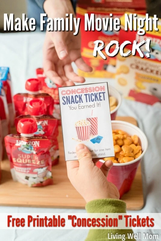 Make your family movie night amazing (no extra work!) with three simple tips. Plus download our free printable "concession stand" tickets that kids will love! You'll save a lot of money compared to going out to the theater and still have a blast!