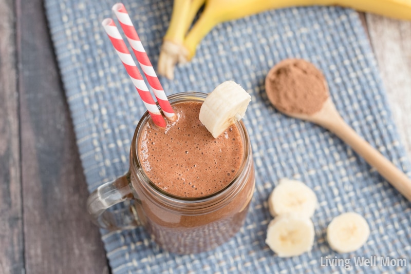 Craving chocolate? This quick-and-easy Chunky Monkey Smoothie recipe is Paleo-friendly with no dairy or refined sugar and satisfies that sweet tooth every time. With just 5 simple ingredients, this dessert smoothie is perfect as an afternoon snack or after dinner treat. 