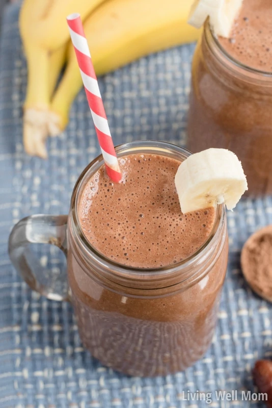 Craving chocolate? This quick-and-easy Chunky Monkey Smoothie recipe is Paleo-friendly with no dairy or refined sugar and satisfies that sweet tooth every time. With just 5 simple ingredients, this dessert smoothie is perfect as an afternoon snack or after dinner treat. 