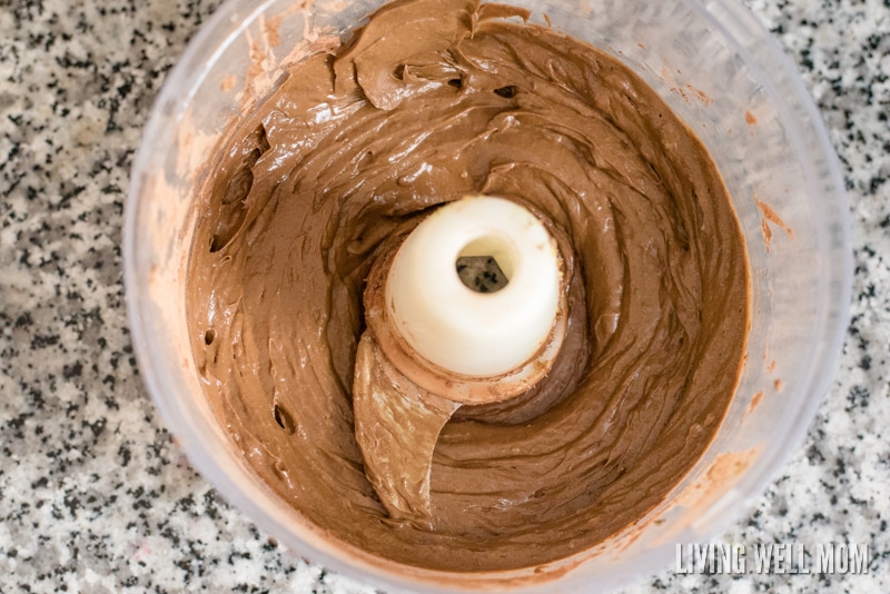 avocado chocolate mousse in a food processor