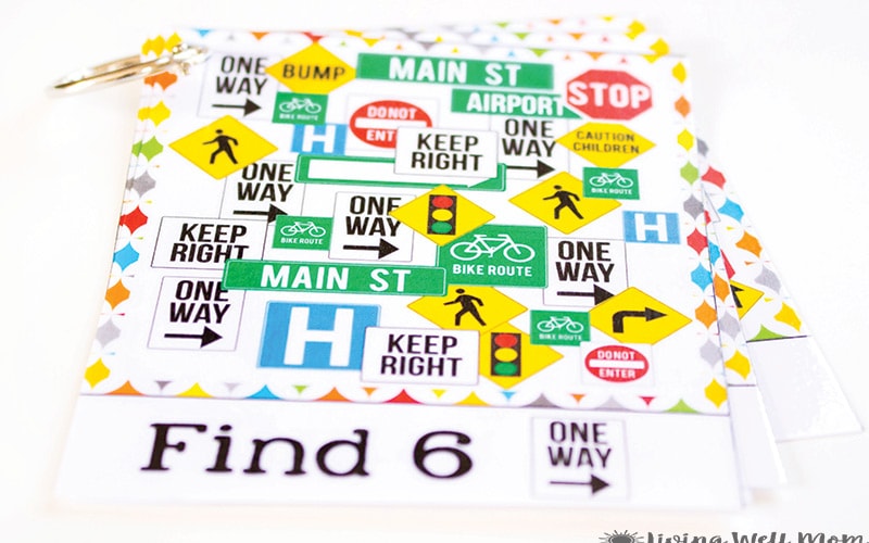 printed colorful find 6 ispy traffic signs activity