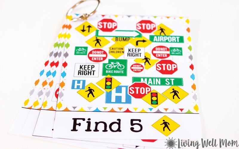 printed traffic signs find 5 travel game activity for kids