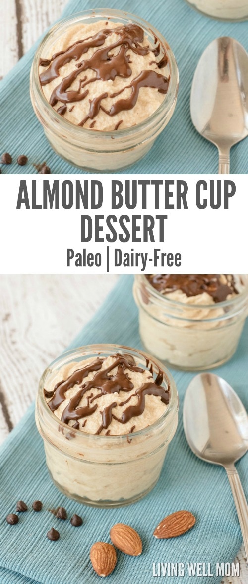If you love peanut butter cups, you're going to love this healthier Almond Butter Cup Dessert that takes just 5 minutes to whip up! Plus this recipe is Paleo and gluten-free, dairy-free, refined sugar-free too!