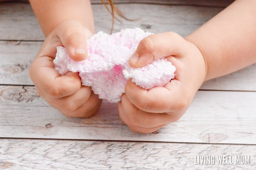 Looking for a fun rainy day activity for the kids? This Homemade Floam is super easy to make (check out the step-by-step photo directions here) and kids will love the result! Your wallet will too because the homemade version is much cheaper than the store stuff!