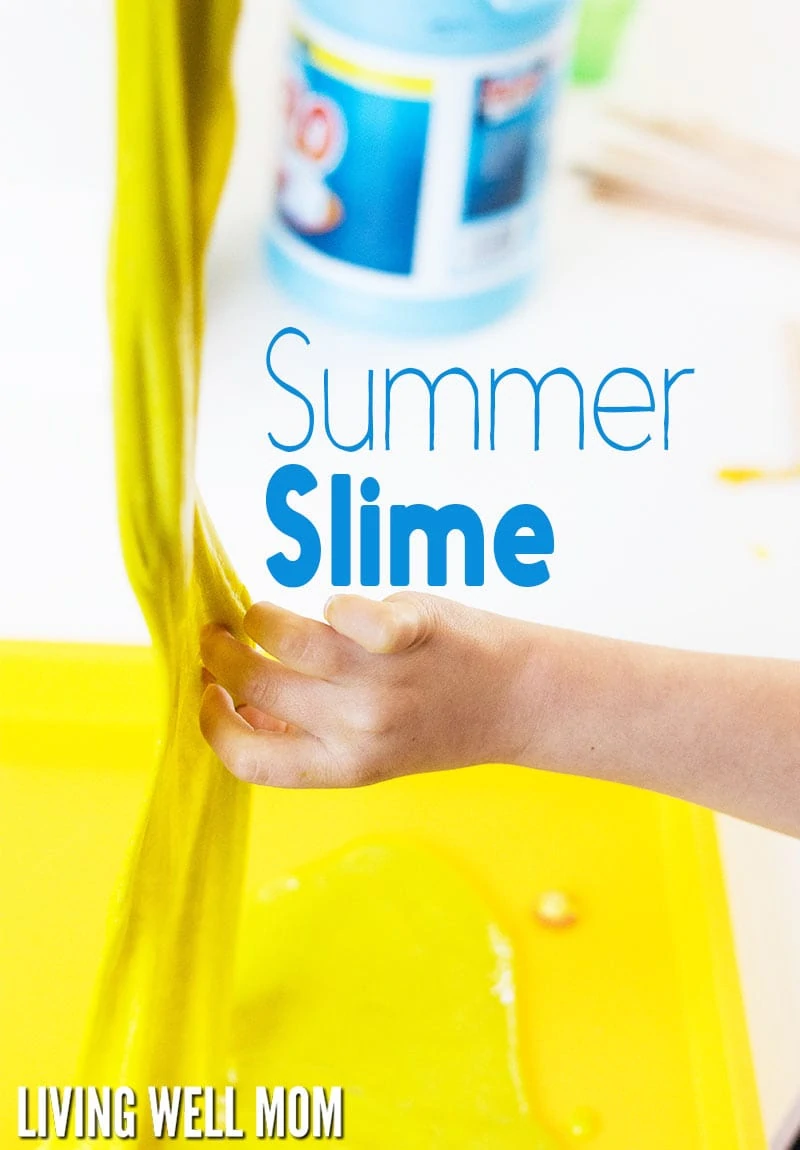 With just a few ingredients (no borax!), this super stretchy Homemade Summer Slime takes less than 5 minutes to make and will keep kids occupied for hours! Get the easy step-by-step photo directions here: