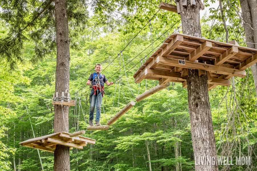 Loon Mountain in Lincoln, New Hampshire has everything you need for unforgettable family memories. From a gentle gondola ride 3000 feet to the summit with glacial caves and beautiful scenery to an adventure park with a climbing wall, bungee trampoline, zipline, and more, there's even an Aerial Forest Adventure Park with rope courses for the brave! Find out our family's experience here: