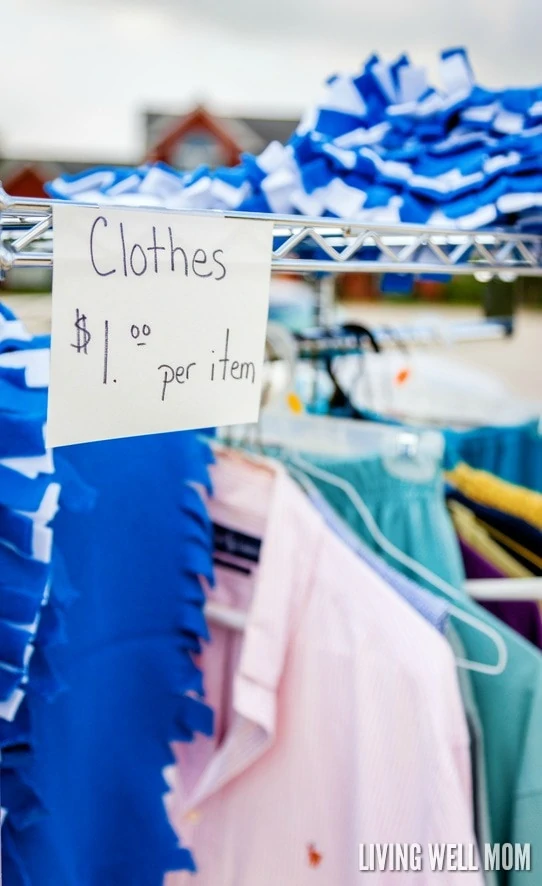 clothing rack with $1 sign