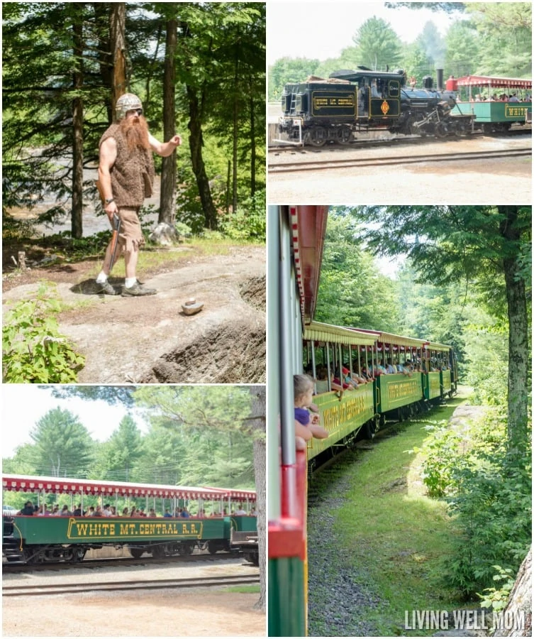 With a little history and a lot of fun, the whole family will have an unforgettable time at Clark's Trading Post in Lincoln, New Hampshire. There's a steam locomotive train ride, live black bear show, water raft ride, the Wolfman, a Mystical Mansion, and so much more! Read our family's review here: