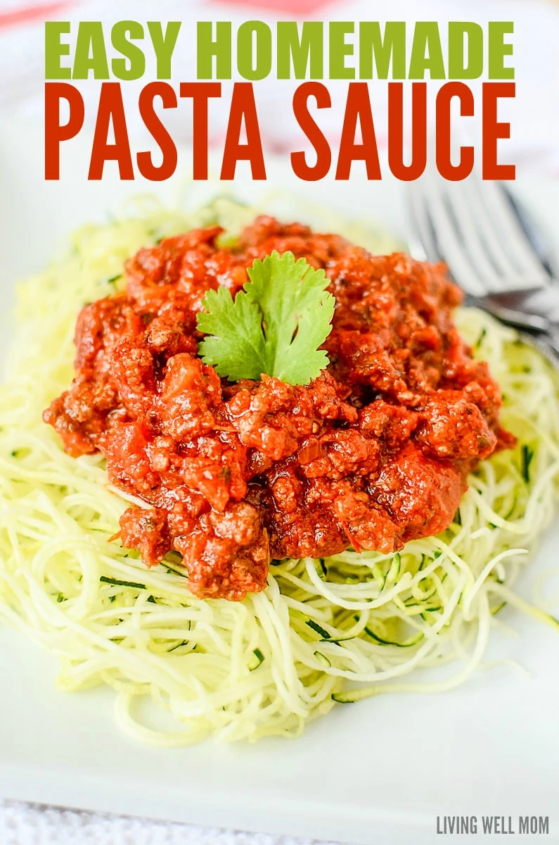 You won't believe how delicious this easy Homemade Pasta Sauce is! With simple ingredients, this recipe is family-approved and doesn't require any canning or fancy cooking! Plus it's Paleo with no refined-sugar!