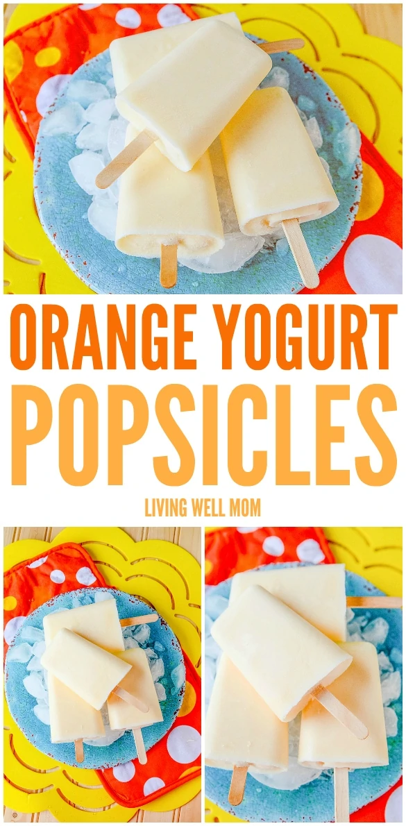 These Orange Yogurt Popsicles are unbelievably easy to make and a satisfying nutritious snack kids of all ages will love. And you’ll love how this simple recipe will fill them up, thanks to the added protein from the yogurt!