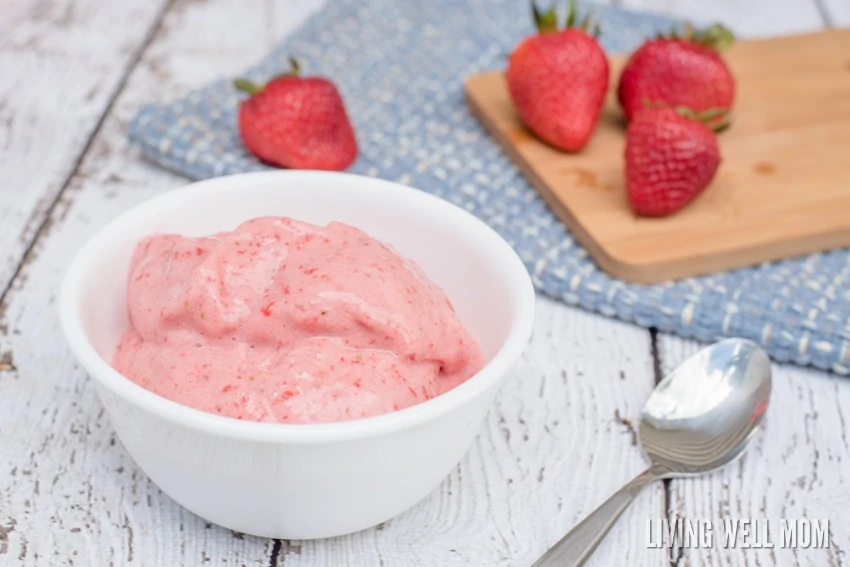 This recipe for Strawberry Banana Ice Cream is a wholesome alternative to regular ice cream and so quick and easy, it's ready in 3 minutes! With just 4 simple ingredients, you'll have a delicious snack or dessert everyone will love, especially kids! (There's a no-fuss dairy-free option too!)