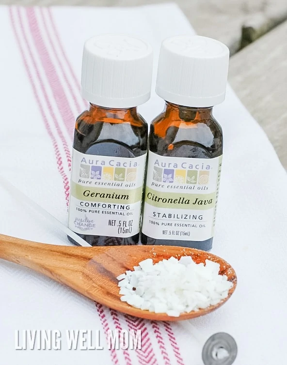 bottles of geranium and citronella oil