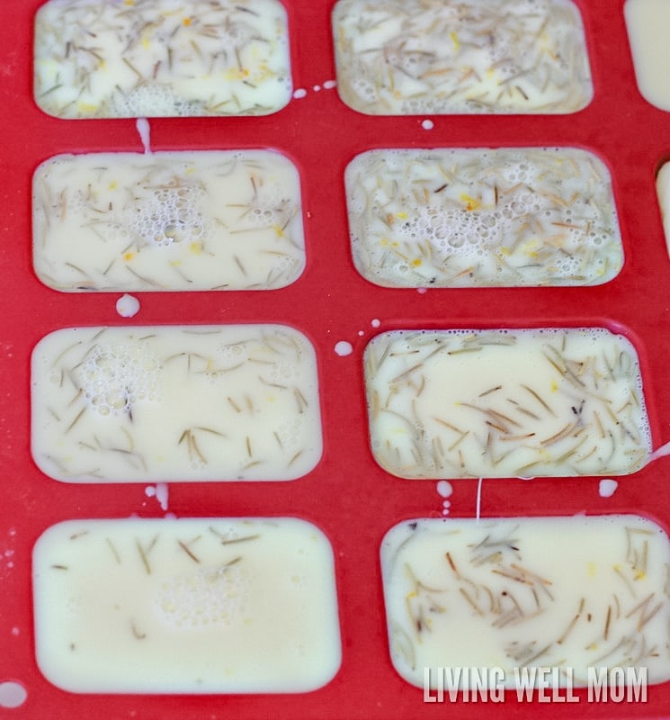 Soap-making is easier than you thought! Here’s how to make homemade Rosemary Citrus Goat’s Milk Soap Bars. With a perfect blend of essential oils, it’s all-natural and great for your family or as a homemade gift! 