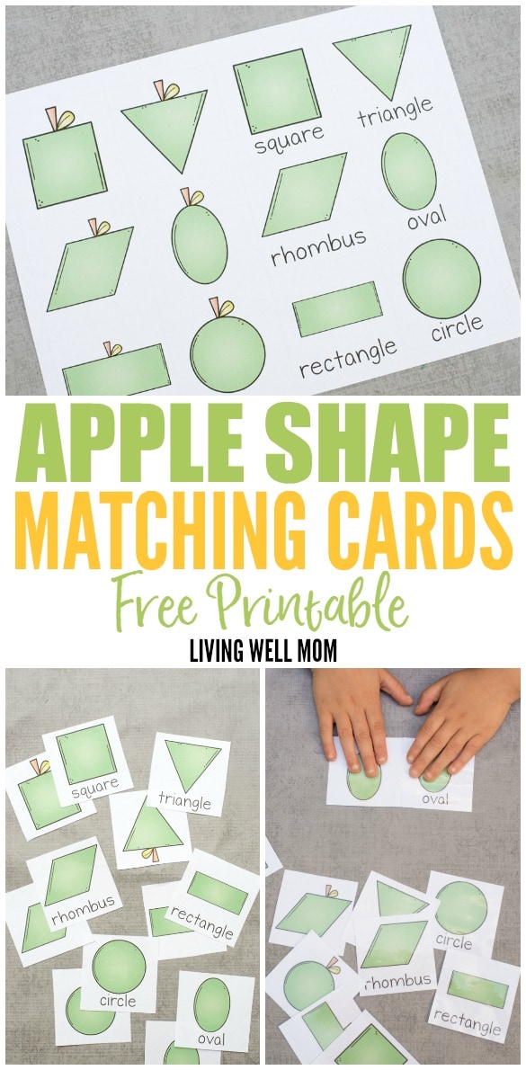 Preschoolers will love learning shapes with this free printable Apple Shape Matching Cards game! 