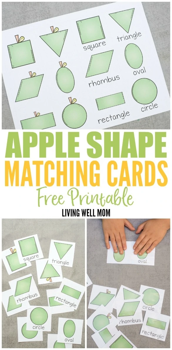 Preschoolers will love learning shapes with this free printable Apple Shape Matching Cards game! 