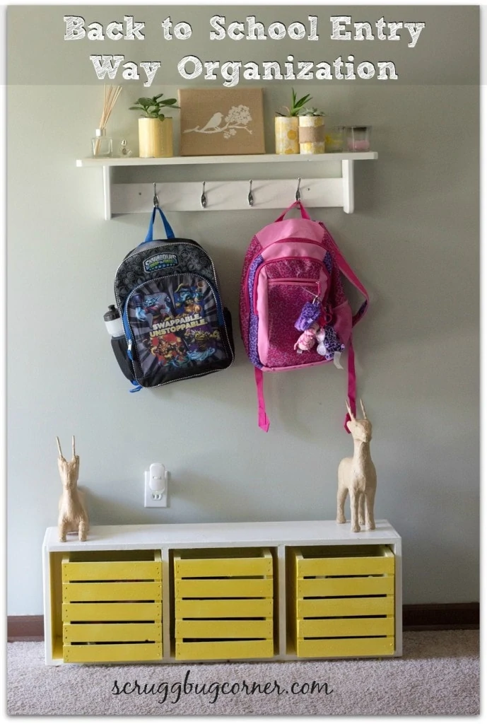 Back to School Landing zone with hanging hooks and cubbies