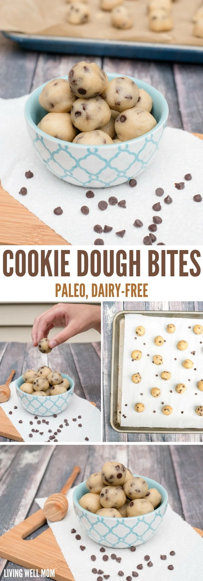 Craving cookie dough? Whip up a batch of these delicious Paleo Cookie Dough Bites in just 5 minutes! This egg-free, dairy-free easy recipe is a favorite with both kids and adults.