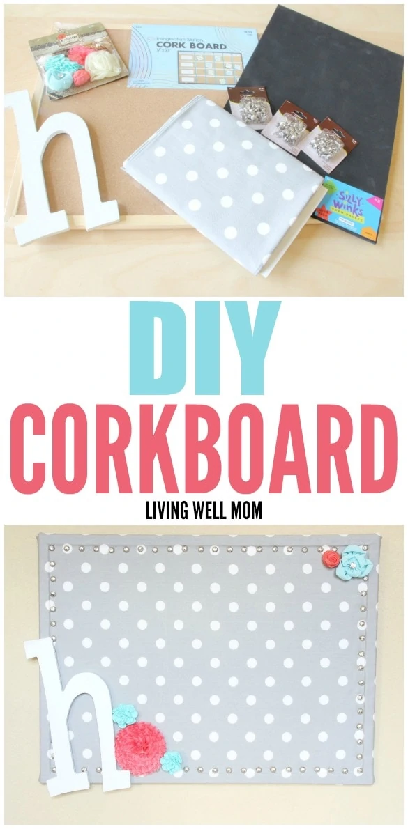 This simple DIY Cork Board is easy to make, inexpensive, and pretty too! Get easy step-by-step instructions here: