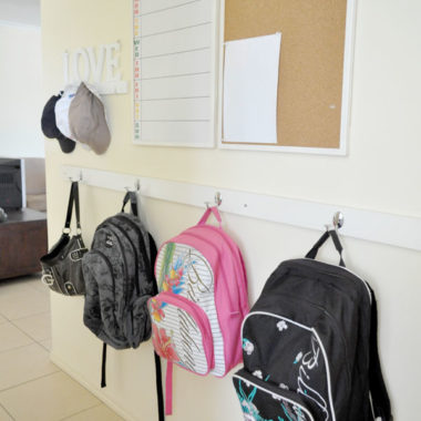 A simple and budget-friendly way to keep backpacks organized.