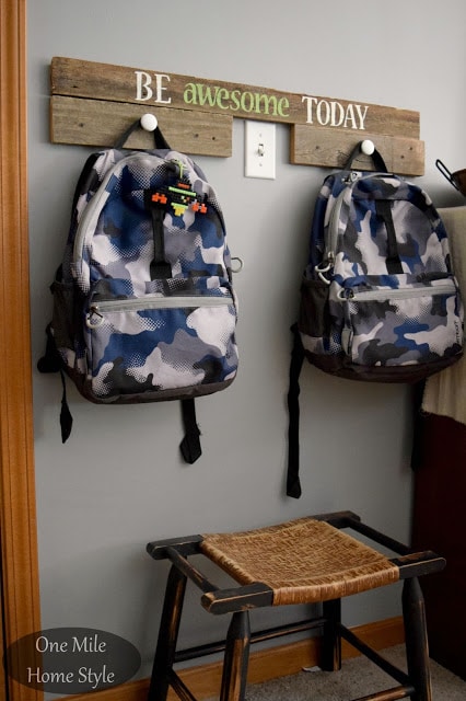 Simple Backpack Station - A DIY project to give those bookbags a home