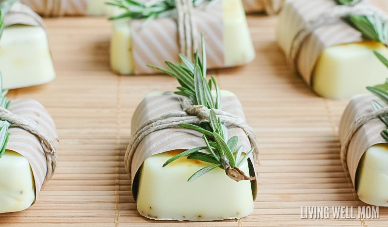 Soap-making is easier than you thought! Here’s how to make homemade Rosemary Citrus Goat’s Milk Soap Bars. With a perfect blend of essential oils, it’s all-natural and great for your family or as a homemade gift!