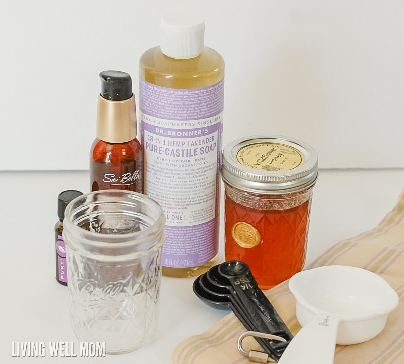 Ingredients needed to make honey face wash