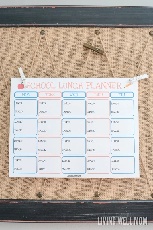 Tired of sending old peanut butter & jelly sandwiches to school? Stay organized and add variety to your kids' snacks and lunches with this free printable school lunch planner. Plus it helps kids independently pack their own lunches!