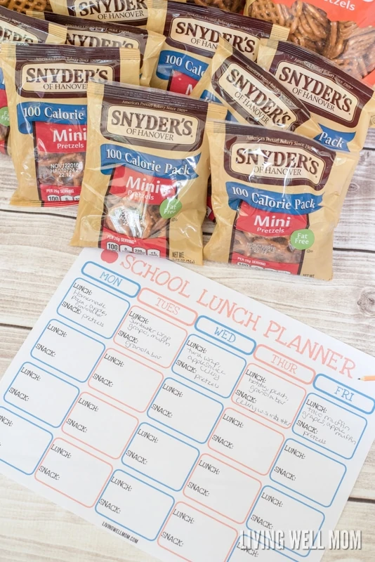 Tired of sending old peanut butter & jelly sandwiches to school? Stay organized and add variety to your kids' snacks and lunches with this free printable school lunch planner. Plus it helps kids independently pack their own lunches!