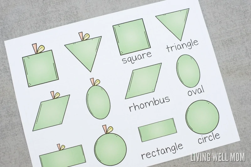 Preschoolers will love learning shapes with this free printable Apple Shape Matching Cards game! 