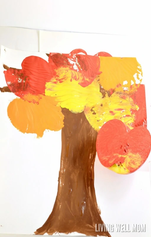 Apple stamping is a fun way for preschoolers to explore art. Make a colorful fall tree with apple stamping for a craft you'll be proud to display!