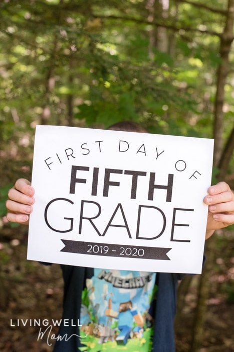 first day of school sign fifth grade 2021