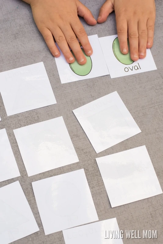 Preschoolers will love learning shapes with this free printable Apple Shape Matching Cards game! 