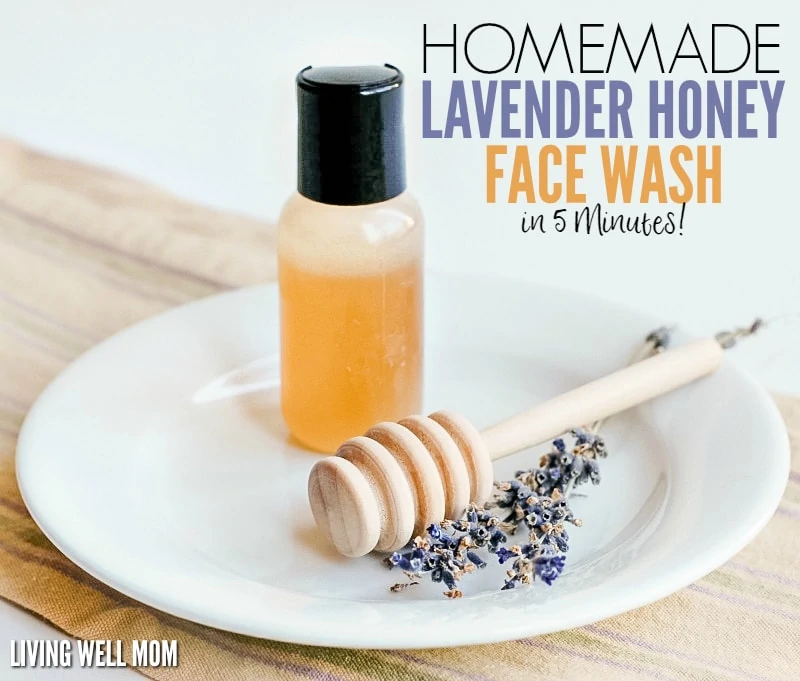Homemade Lavender Honey Face Wash in 5 Minutes! This face wash takes just 5 minutes to make and uses essential oils and all-natural ingredients as a wonderful homemade cleanser. Get the step-by-step easy directions here: