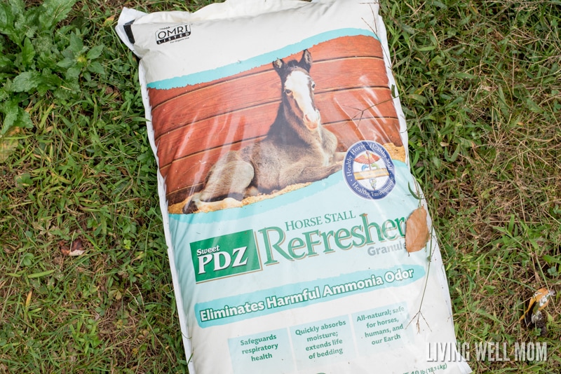 bag of sweet pdz horse stall refresher on grass