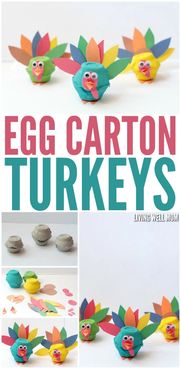 These adorable egg carton turkeys will be the delight of any kid creator. Reuse old egg cartons with this easy Thanksgiving craft!