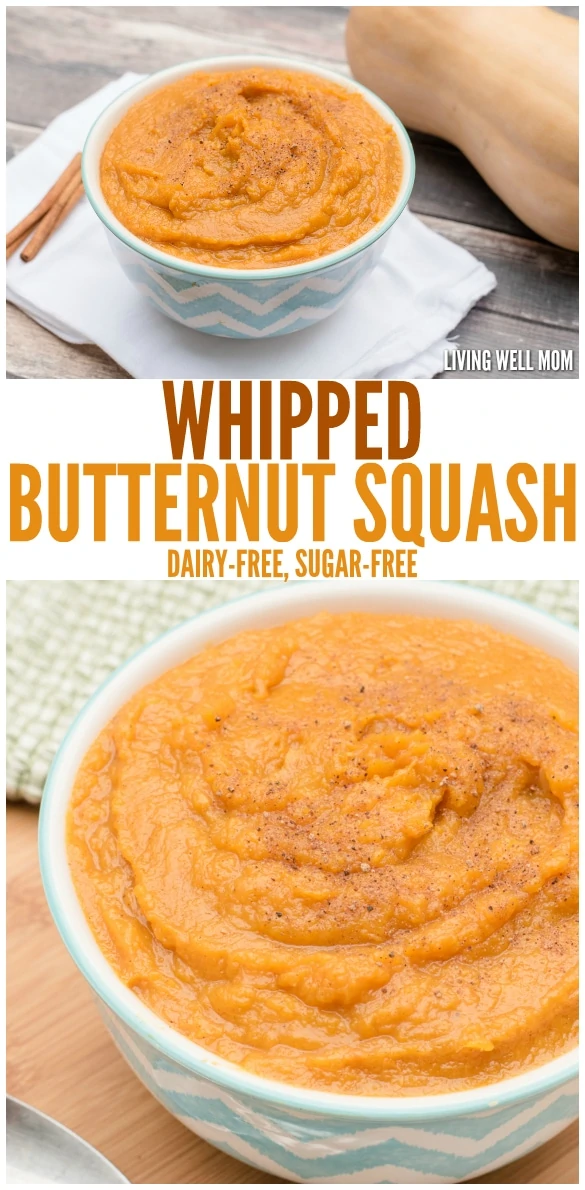 This Whipped Butternut Squash Puree is melt-in-your mouth delicious. With simple spices, this family-favorite recipe is a dairy-free, sugar-free twist on the classic favorite and the result is a crowd-pleasing Paleo side dish for any fall meal.