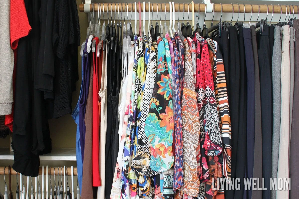 hanging clothes in the closet