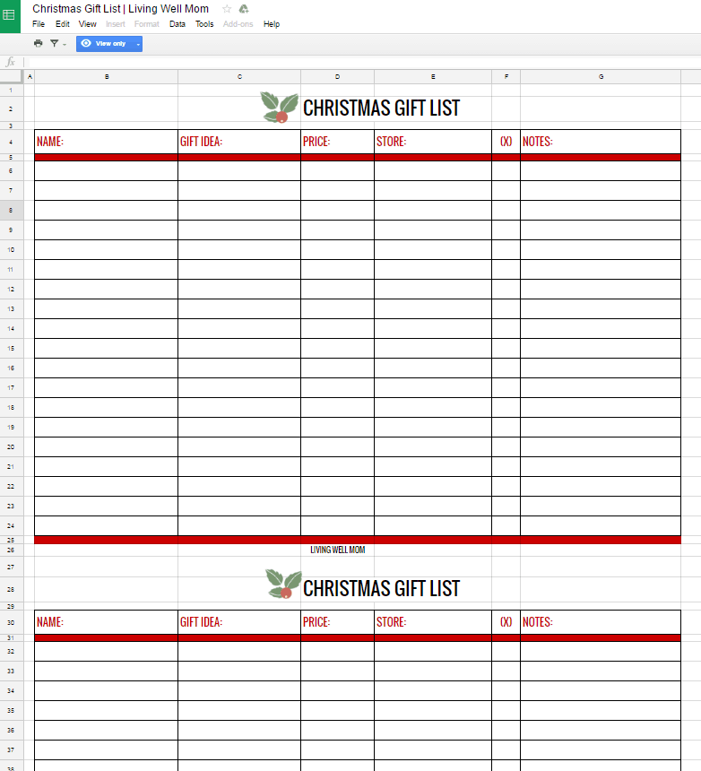 Digital christmas list tracker